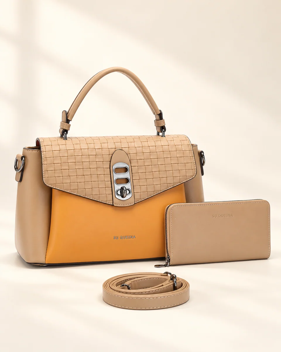 Model 2603-1, front three-quarter view with a vertical clasp, wallet and coiled shoulder strap.